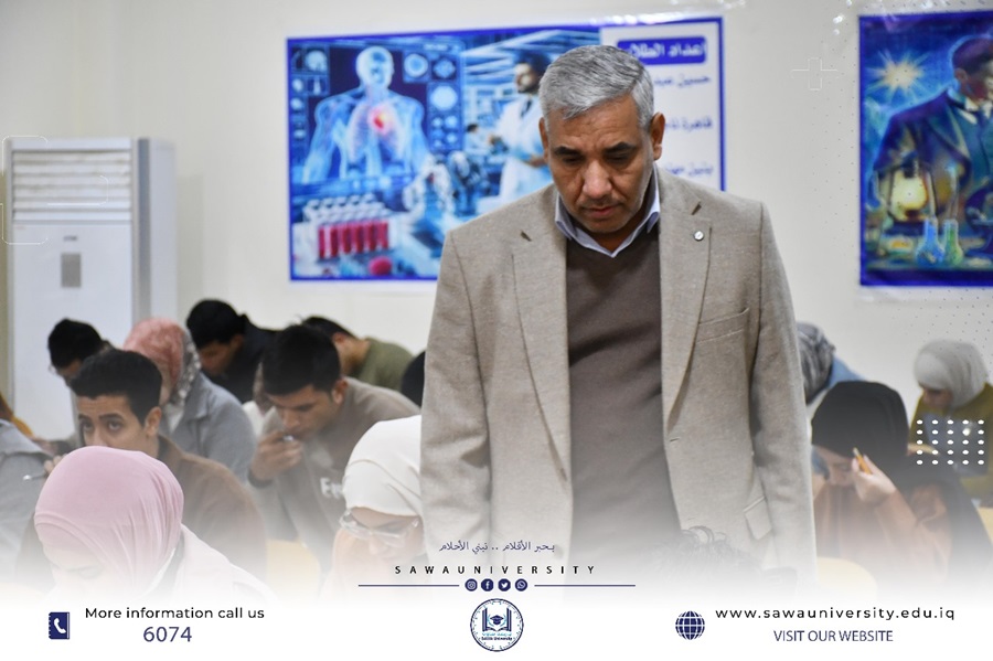 رئيس الجامعة يتفقد امتحانات طلبة الكلية التقنية الهندسية